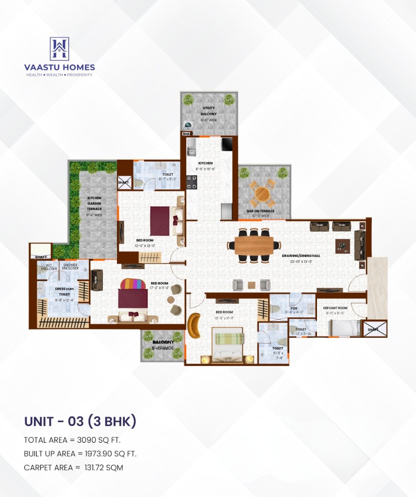 Vaastu Homes Unit 03 — 3 BHK floor plan