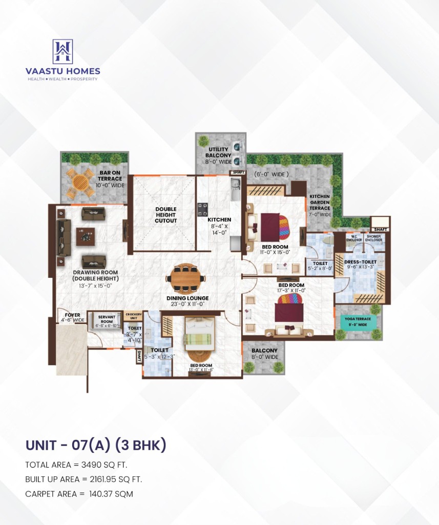 Vaastu Homes Unit 07(A) — 3 BHK floor plan